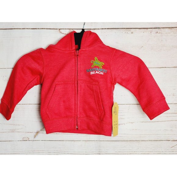 Esy Surf Co. Raspberry Color 12M Cotton/Poly Toddler Full Zip Hooded Sweater - Picture 8 of 12